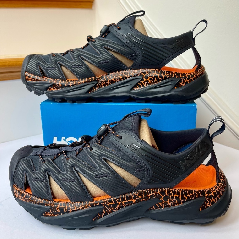 NWT Hoka Hopara Hiking Sandal Wet / Dry exploring shoe - blue graphite / orange